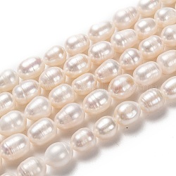 Natural Cultured Freshwater Pearl Beads Strands, Rice, Bisque, 9~12x8~9mm, Hole: 0.8mm, about 35pcs/strand, 14.76 inch(37.5cm)