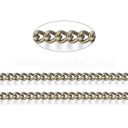 Brass Twisted Chains, Curb Chains, Diamond Cut, Unwelded, Faceted, with Spool, Oval, Lead Free & Cadmium Free, Antique Bronze, 4x3x0.8mm, about 301.83 Feet(92m)/roll