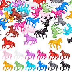 Pandahall 48 pièces pendentifs acryliques opaques 12 couleurs petit cheval animal breloques en résine pendentifs équitation perles artisanales colorées pour bricolage porte-clés bracelet collier fabrication de bijoux