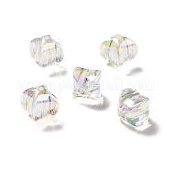 Cuentas acrílicas iridiscentes de arcoíris chapadas en uv de dos tonos, Rectángulo, Claro, 15~15.5x14x14mm, agujero: 2.7 mm