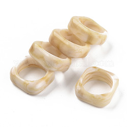 Square Opaque Resin Finger Rings, Imitation Gemstone Style, Navajo White, US Size 6 1/2(16.9mm)