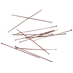 Iron Flat Head Pins, Red Copper, 65x0.7mm, 21 Gauge, Hole: 2mm, Head: 2~2.5mm, about 2100pcs/500g