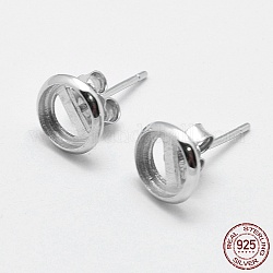 925 стерлинговое серебро, плоско-круглые, серебряные, 7.5x1.5 мм, лоток : 6 мм, штифты : 0.6 мм