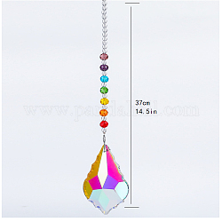 Chakra thème k9 cristal verre grand pendentif décorations, capteurs de soleil suspendus, feuille d'érable, colorées, 37 cm