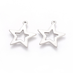 201 Stainless Steel Pendants, Star, Stainless Steel Color, 21x20x1mm