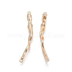 Ion Plating(IP) Brass Connector Charms, Nickel Free, Twist Link, Real 18K Gold Plated, 48x5x4.5mm, Hole: 1.2mm