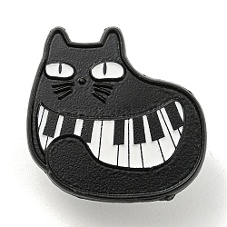 Pines de esmalte de gato negro de dibujos animados con tema musical, Insignia de aleación negra para mujeres y hombres., piano, 25.1x25.3x1.3mm