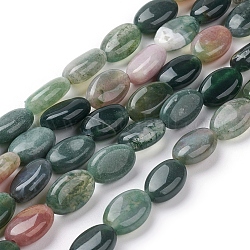 Natural Indian Agate Beads Strands, Oval, 12x8x5mm, Hole: 1.5mm, about 33pcs/strand, 15.1 inch(38.5cm)