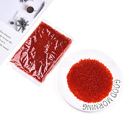 6/0 Glass Seed Beads, Transparent Colours, Orange Red, about 4mm in diameter, hole: 1mm, about 4500pcs/pound