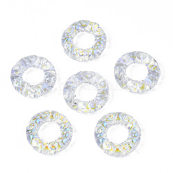 Anillos de enlace de vidrio transparente, color de ab chapado, donut con patrón de remolino, claro ab, 25x7mm, diámetro interior: 12 mm