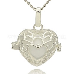 Серебряные медные подвески в форме сердца, без каких-либо распыления отверстие окрашены латунных круглых бусин, белые, 24x26x18 мм, отверстие : 3x8 мм