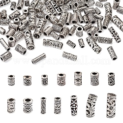 Kissitty 280 pz 14 branelli della lega di stile tibetano di stile, perline europei, cadmio & nichel &piombo libero, tubo, argento antico, 6~23x4.5~8mm, Foro: 2.5~5 mm, 20pcs / style