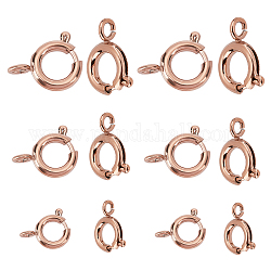 Unicraftale Vacuum Plating 304 Stainless Steel Smooth Surface Spring Ring Clasps, Rose Gold, 5~7.7x1.3~1.8mm, Hole: 1.4~1.8mm, 4pcs/size, 12pcs/box