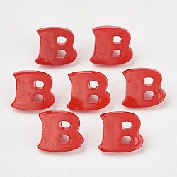 Acrylic Shank Buttons, 1-Hole, Dyed, Letter B, Dark Red, 14x13x2mm, Hole: 3mm