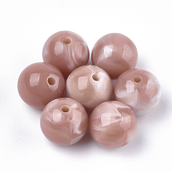 Abalorios de acrílico, estilo de imitación de piedras preciosas, redondo, marrón rosado, 19x18.5mm, agujero: 2 mm, aproximamente 115 unidades / 500 g