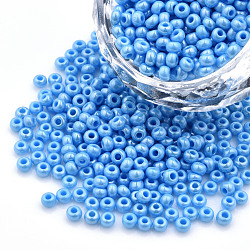 8/0 perline di semi di vetro opaco ceco, lustered, tondo, cielo blu profondo, 3x2mm, Foro: 1 mm, su 500 g / borsa