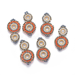 Liens de perles de rocaille japonaises miyuki & toho, motif de tissage, cucurbitacées, colorées, 32~33x17x1.5~2mm, Trou: 2mm