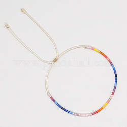 Braccialetto di perline intrecciate con semi di vetro, Bracciale regolabile, blu, nessuna dimensione