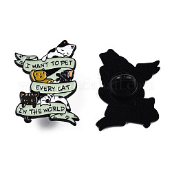 Word I Want to Pet Every Cat In The Word Enamel Pin, Electrophoresis Black Plated Alloy Cats Badge for Backpack Clothes, Nickel Free & Lead Free, Aquamarine, 34x23mm, Pin: 1.2mm
