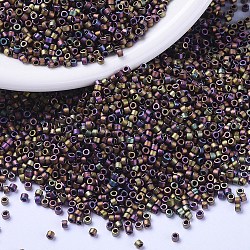 Perles miyuki delica, cylindre, Perles de rocaille japonais, 11/0, (db1055) gris métallique mat iris crépuscule or iris, 1.3x1.6mm, Trou: 0.8mm, environ 2000 pcs/10 g