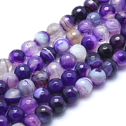 Perles d'agate naturelles, teinte, ronde à facettes, violet, 10mm, Trou: 1.3mm, Environ 37 pcs/chapelet, 14.5 pouce (37 cm)