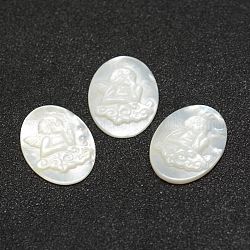 Shell Cameo Cabochons, Flach oval mit engel, 20x15x2 mm