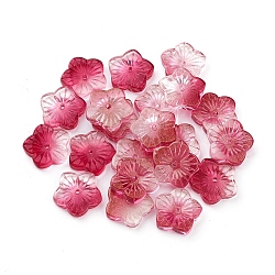 Perles en verre transparentes, fleur, deux tons, cramoisi, 12x13x3mm, Trou: 1.2mm