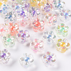 Transparent Acrylic Beads, Bead in Bead, AB Color, Flower, Mixed Color, 12x12.5x6mm, Hole: 2.5mm, about 893pcs/500g