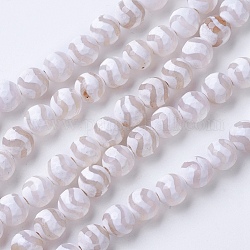Natürliche Qualität ein Achat Perlenstränge, gefärbt und erhitzt, Runde, facettiert, weiß, 6 mm, Bohrung: 1 mm, ca. 62 Stk. / Strang, 14.9 Zoll (38 cm)