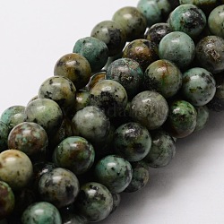 Fili di perle rotonde naturali di turchese africano (diaspro), 10mm, Foro: 1 mm, circa 40pcs/filo, 15.7 pollice