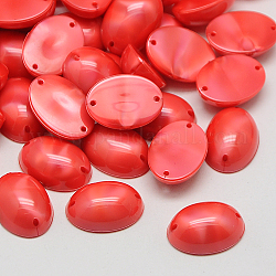 Garment Accessories Acrylic Imitation Pearl Links, Flat Back, Oval Dome, Red, 14x10x5mm, Hole: 1mm