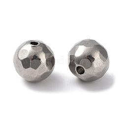 Perles en 303 acier inoxydable, coupe de diamant, ronde, couleur inoxydable, 6mm, Trou: 1mm