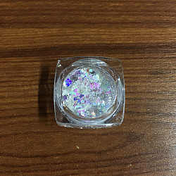 Shiny Nail Art Decoration Accessories, with Glitter Powder and Sequins, DIY Sparkly Paillette Tips Nail, Beige, 1~3.5x1~3.5mm, about 0.8g/box