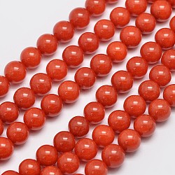 Malaysia naturale perle di giada fili, tondo, tinto, arancio rosso, 8mm, Foro: 1 mm, circa 48pcs/filo, 15 pollice