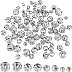 Benecreat 80 pz 4 misure perline distanziatrici placcate in vero platino, Perline rotonde in ottone da 3 mm ~ 6 mm per collane, braccialetti e creazione di gioielli, 20pcs / size
