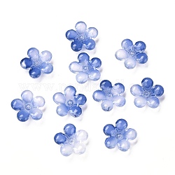 Galvanisieren Sie transparente Glasperlenkappen, Blume mit fünf Blütenblättern, dunkelblau, 22x22x8 mm, Bohrung: 1.8 mm