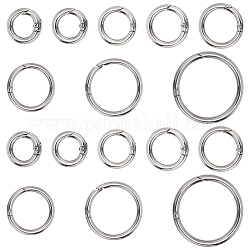 Pandahall elite 16pcs 8 styles anneaux de porte à ressort en alliage, pour la décoration d'ornements de sac à main, anneau, platine, 17~61.6x3.5~5mm, Trou: 10~50mm, 2 pièces / style