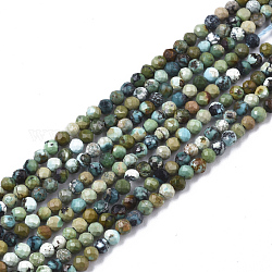 Verde naturale perline turchese fili, tondo, grado aaa, sfaccettato (32 sfaccettatura), 2mm, Foro: 0.6 mm, circa 188~190pcs/filo, 15.35 pollice ~ 15.55 pollici (39~39.5 cm)