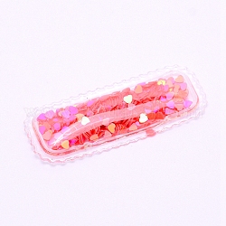 PVC mit Kunststoff-Cabochons, für die Herstellung von Haarspangen, DIY für Bobby Pin Zubehör, Rechteck, tief rosa, 57.5x22.5x5 mm