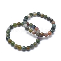 Bracelets extensibles en agate naturelle indienne, ronde, 2 pouce ~ 2-3/8 pouces (5~6 cm), perle: 5.8~6.8 mm