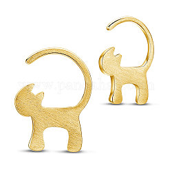 Серьги-крючки с котенком shegrace 925 из стерлингового серебра, силуэт кошки, золотые, 15x10 мм