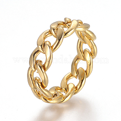 Unisex 304 anelli in acciaio inossidabile, anelli per catene a catena, senza saldatura, Anelli a banda larga, oro, formato 7, 17mm, 7mm