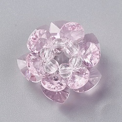 Abalorios de vidrio tejida, abalorios de racimo, loto, rosa perla, 25~28x14mm, agujero: 5 mm