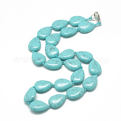 Synthetic Turquoise Beaded Necklaces, with Alloy Lobster Clasps, teardrop, 18.1 inch~18.5  inch(46~47cm), Teardrop: 18x13.5mm