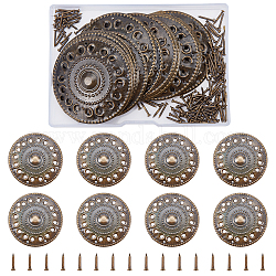 Protecteurs de coin de boîte de fer, avec des vis, pour la décoration de la boîte à bijoux, plat rond, bronze antique, plat rond: 51.7x1.3 mm, trou: 2.6 mm et 1.4 mm, vis1: 14x5.5mm, 1 pc, vis2: 16x2.5mm, 1 pc, vis3: 10.5x2.3mm, 20, affecte / boîte