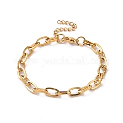 Chapado al vacío 304 pulsera de cadena de cable de acero inoxidable para hombres y mujeres, dorado, 7~7-1/4 pulgada (17.9~18.5 cm)
