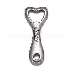 Tibetan Style Pendants, Lead Free and Cadmium Free, Bottle Opener, Antique Silver, 27x11x3mm, Hole: 1.5mm