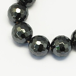 Grade A 1strand non-magnétiques perles d'hématite synthétique brins, facette, ronde, noir, 10mm, Trou: 1.5mm