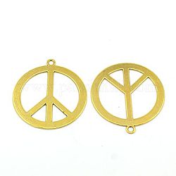 Alloy Pendants, Lead Free and Cadmium Free, Peace Sign, Golden, about 28mm long, 24mm wide, 3mm thick, hole: 3mm