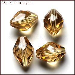 Imitazione branelli di cristallo austriaco, grado aaa, sfaccettato, bicono, oro, 10x13mm, Foro: 0.9~1 mm